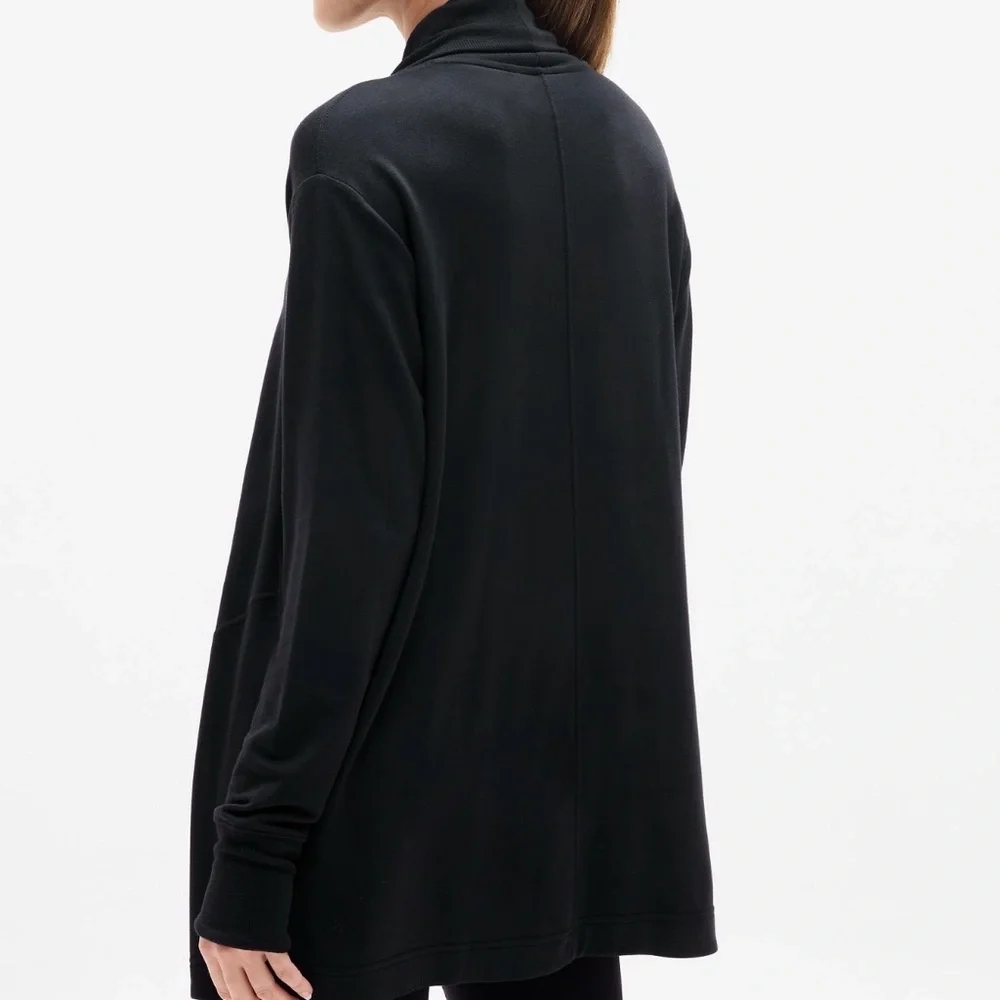 Athleta Pranayama Restore Wrap Black S Tall Open Cardigan Cozy Athleisure - Picture 5 of 8